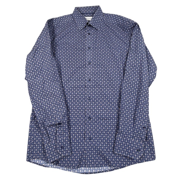 Eton Other - Eton Dress Shirt Mens 16.5 Blue Micro Paisley Slim Fit Poplin Cotton Long Sleeve